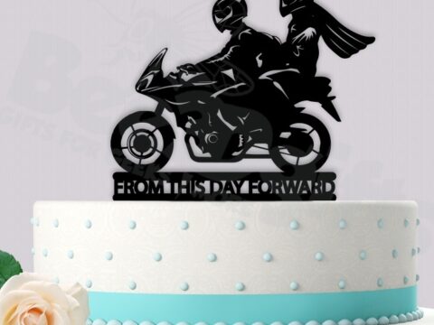 Laser Cut Motorcycle Biker Wedding Cake Topper Free Vector