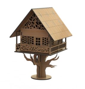Laser Cut Treehouse 3D Puzzle Free Vector
