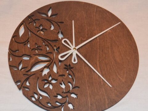 Laser Cut Modern Floral Wall Clock Free Vector
