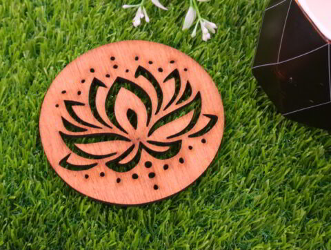 Laser Cut Wood Flower Coaster Free Vector