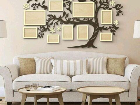 Laser Cut Family Tree With Photo Frames Free Vector