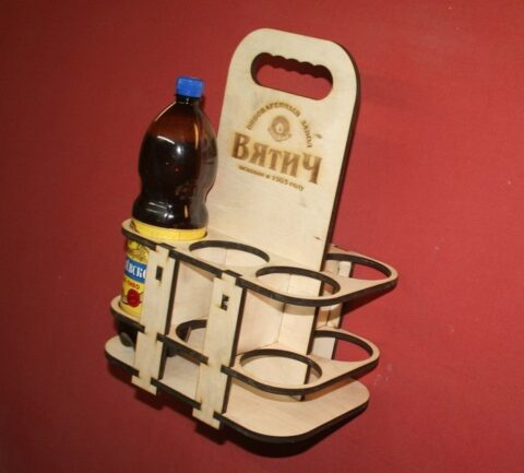 Laser Cut Wooden Bottle Caddy Carrier Free Vector