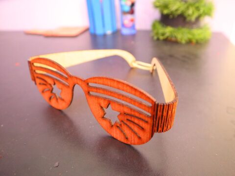 Laser Cut Wooden Sunglasses Free Vector