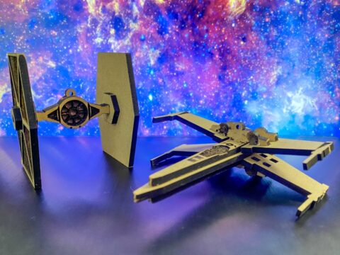 Laser Cut Tie Fighter X-Wing Holiday Ornaments Free Vector