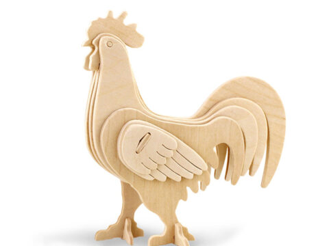 Laser Cut Rooster 3D Wooden Puzzle DWG File