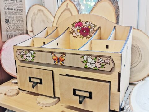 Laser Cut Cosmetics Jewelry Organizer Storage Box With Drawers 6mm Free Vector