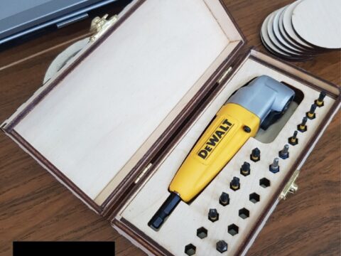 Laser Cut Wooden Box For DEWALT Right Angle Attachment Free Vector