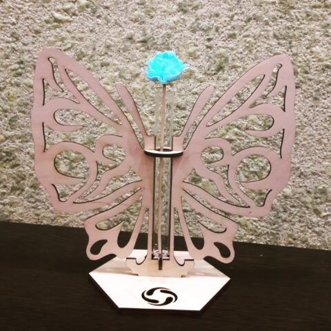 Laser Cut Butterfly Test Tube Bud Flower Vase Wooden Stand Free Vector