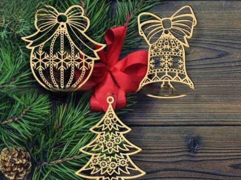 Laser Cut Christmas Ornaments Xmas Tree Decorations Free Vector