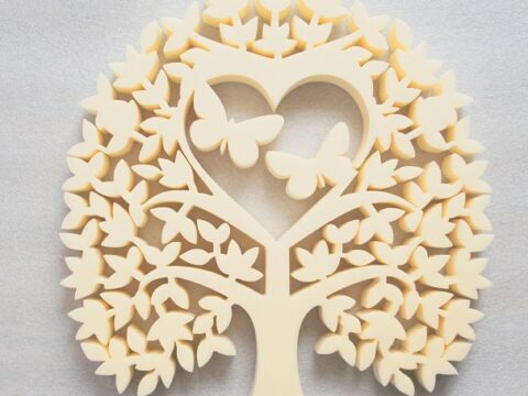 Laser Cut Love Tree With Butterflies Free Vector