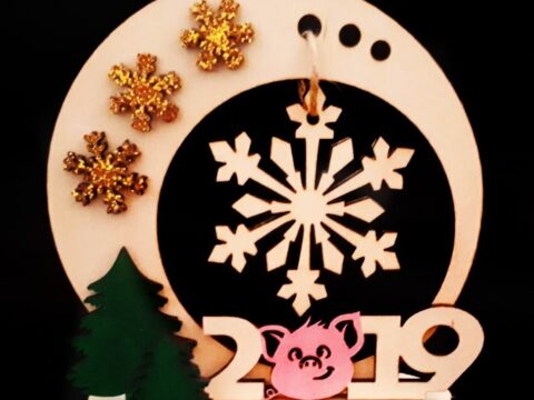 Laser Cut New Year Wooden Souvenirs Free Vector