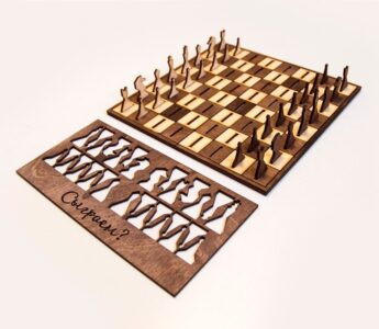 Laser Cut Wooden Chess Set Free Vector