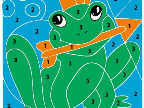 Laser Cut Frog Color By Number Puzzle For Kids Free Vector