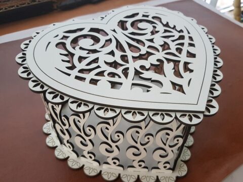 Laser Cut Decorative Wooden Heart Box Free Vector