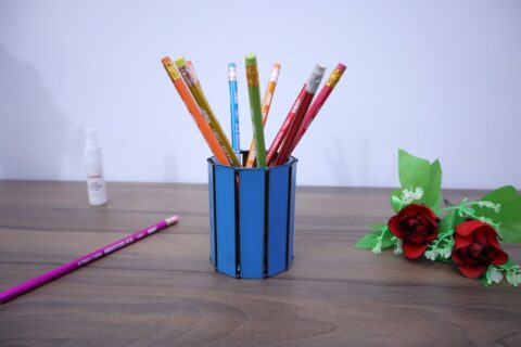 Laser Cut Desk Pen Pencil Holder DXF File