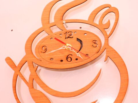 Laser Cut Coffee Wall Clock Kitchen Decor DXF File