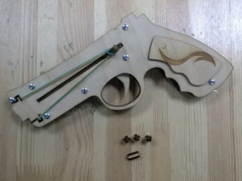 Laser Cut DIY Revolver 3D Wooden Puzzle Free Vector