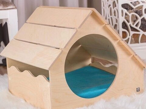 Laser Cut Wooden Cat House Pet Accessories 6mm Free Vector