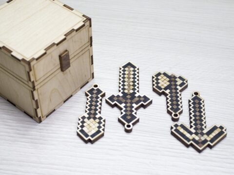 Laser Cut Minecraft Keychains 3mm DXF File
