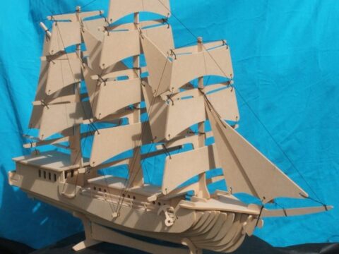 Laser Cut Retro Sailing Ship 3D Puzzle DXF File