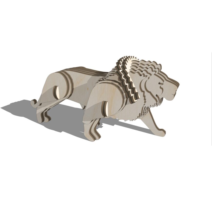 Laser Cut Lion 3D Puzzle DXF File - ARABIC CNC