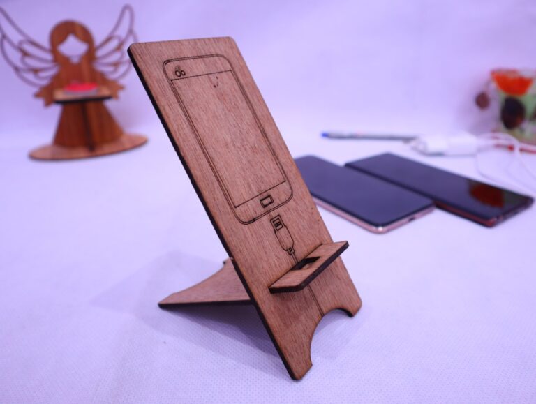 Laser Cut Wood Phone Stand 3mm Free Vector - ARABIC CNC