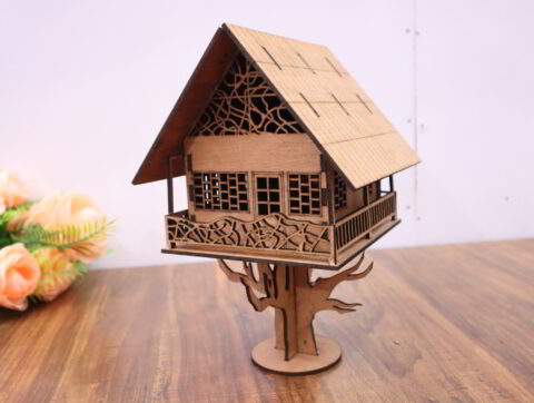 Laser Cut Tree House 3mm Free Vector