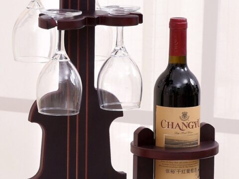 Laser Cut Violin Wine Bottle Glass Holder DWG File