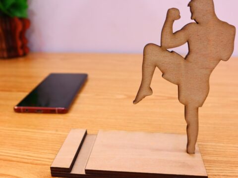 Laser Cut Karate Cell Phone Stand Plywood 6mm DXF File