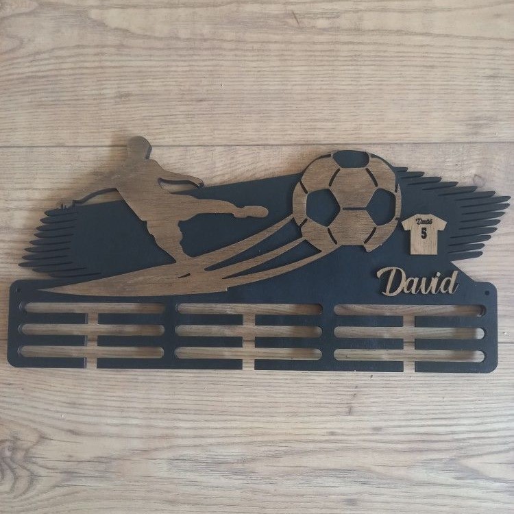 Laser Cut Personalized Football Medal Holder Soccer Medal Hanger Rack Free Vector