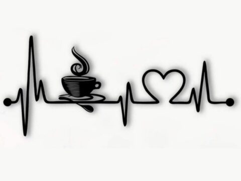 Laser Cut Coffee Heartbeat Lifeline Wall Art Free Vector