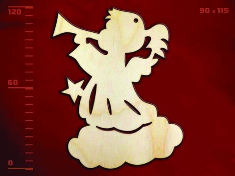 Laser Cut Christmas Angel With Trumpet Free Vector