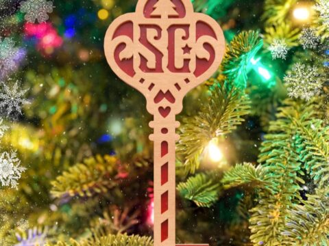 Laser Cut Santa Key Christmas Tree Decoration Free Vector