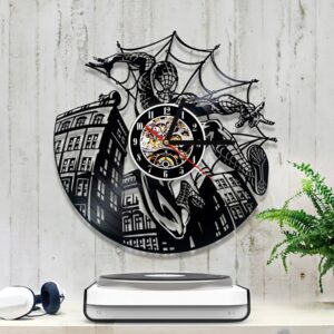 Laser Cut Spiderman Vinyl Record Clock Free Vector