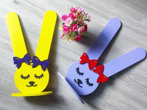 Laser Cut Bunny Rubber Band Holder Free Vector