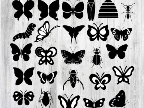 Laser Cut Engrave Butterfly Bugs Insects Free Vector
