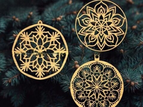 Laser Cut Christmas Ball Ornaments Decor Free Vector