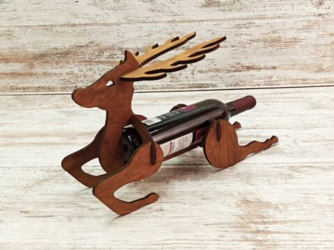 Laser Cut Deer Wine Bottle Holder Free Vector