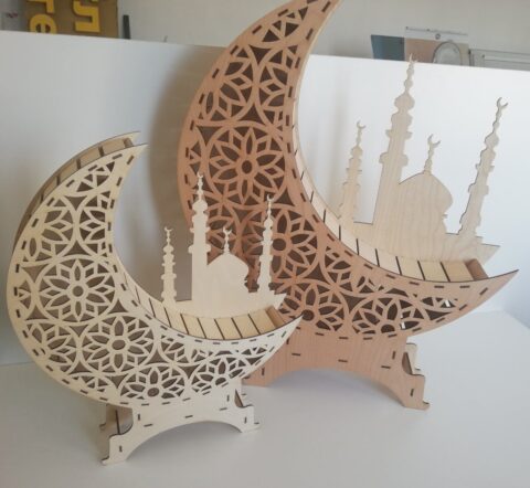 Laser Cut Ramadan Crescent Moon Decor Free Vector