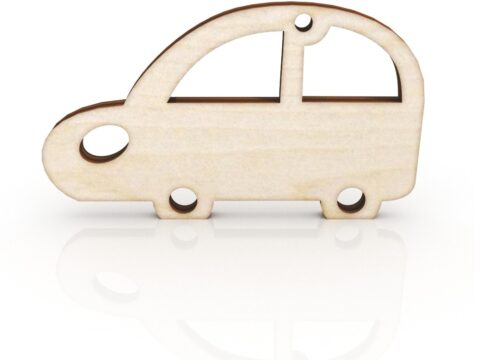 Laser Cut Retro Car Keychain Wooden Key Ring Free Vector