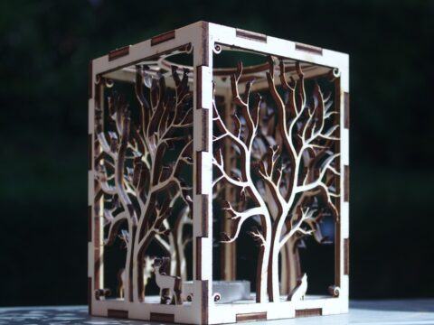 Laser Cut Tree Candle Holder DXF File