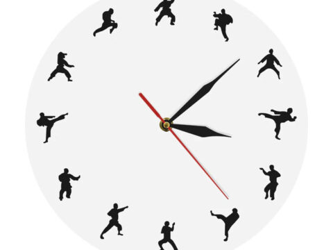 Laser Cut Karate Wall Clock Martial Arts Fighting Sports Kung Fu Wall Decor Free Vector