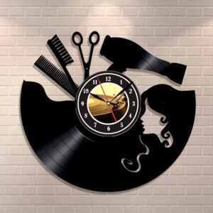 Laser Cut Hairdresser Barber Salon Beauty Salon Wall Clock Free Vector