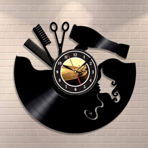 Laser Cut Hairdresser Barber Salon Beauty Salon Wall Clock Free Vector