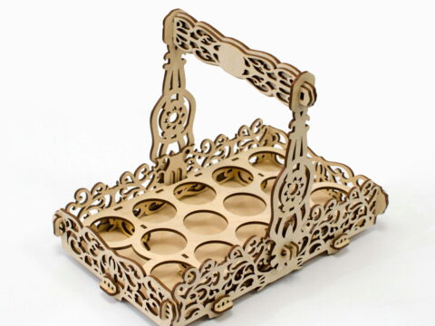 Laser Cut Easter Basket With Foldable And Fixed Handle Free Vector