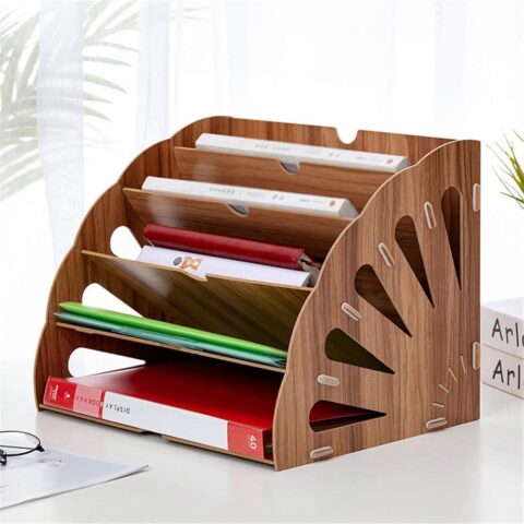 Laser Cut Office Desktop Stationery Rack Letter Magazine File Folder Holder Document Organizer Free Vector