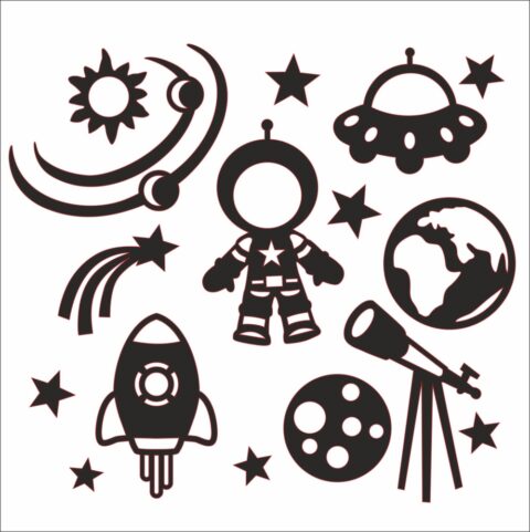 Laser Cut Engrave Space Ornaments Free Vector