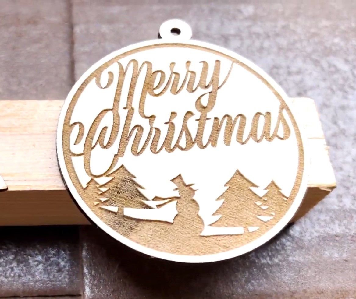 Laser Cut Merry Christmas Ornament SVG File - ARABIC CNC