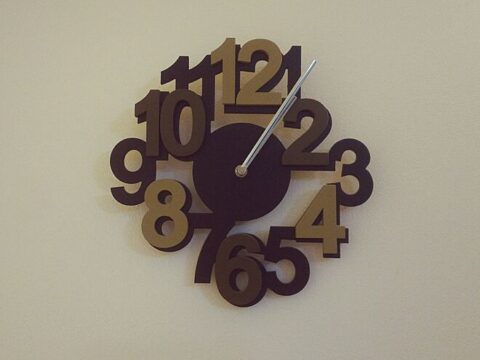 Laser Cut Contemporary Wall Clock With Bold Numbers Free Vector
