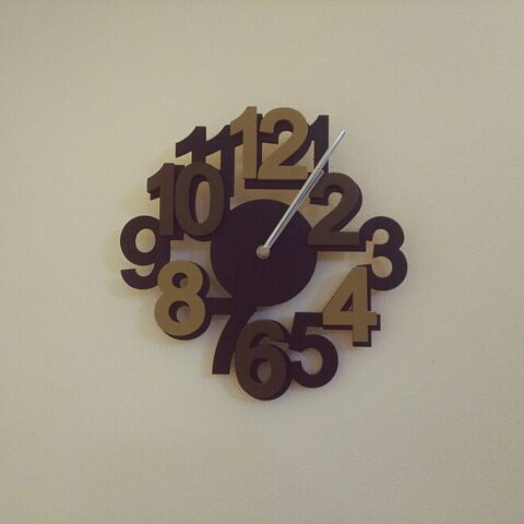 Laser Cut Contemporary Wall Clock With Bold Numbers Free Vector